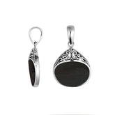 Elegant 925 Sterling Silver Teardrop Pendant With Black Shell Accent